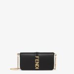 FENDI Fendigraphy Wallet On Chain Black leather wallet